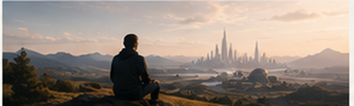 A person looking toward a hopeful future horizon